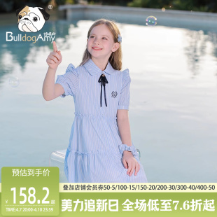 女童纯棉学院衬衫裙2024夏季新款儿童连衣裙洋气公主裙中大童裙子