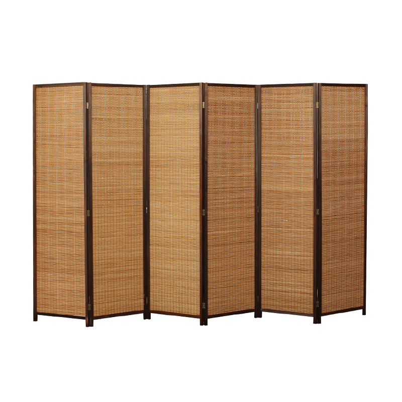 竹藤屏风实木屏障隔板隔断栏竹编简易卧室客厅移动折叠遮挡板间隔