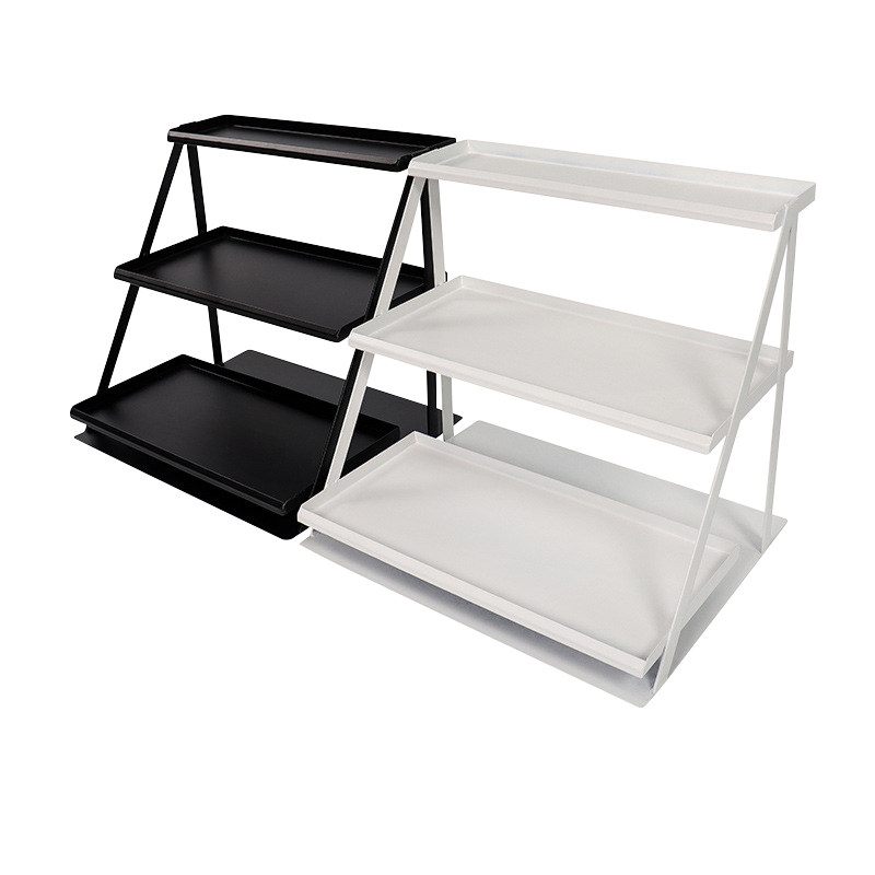 货架2个三层梯形桌面架台展示收银优品台小商用展示柜