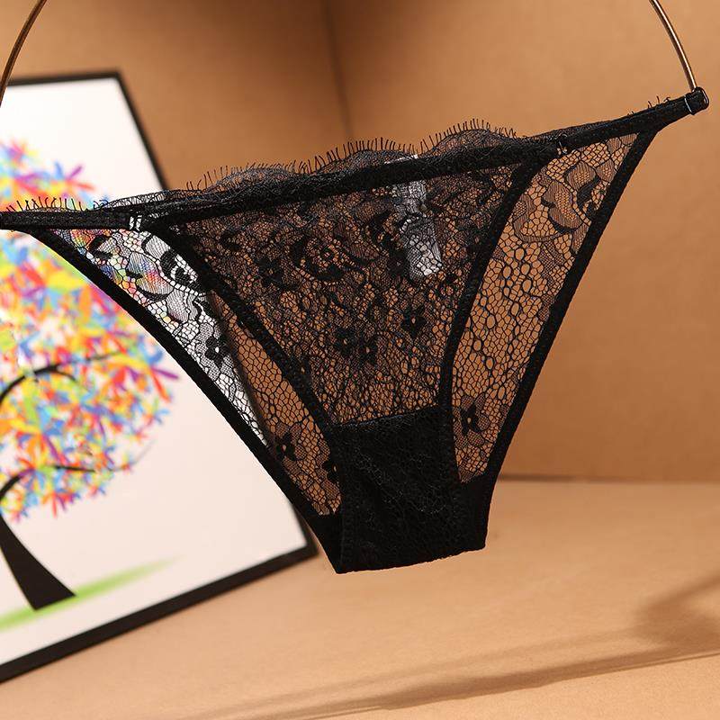热销内衣裤女蕾丝低腰火辣_蕾丝内裤女性感日系透明镂空三角裤女士