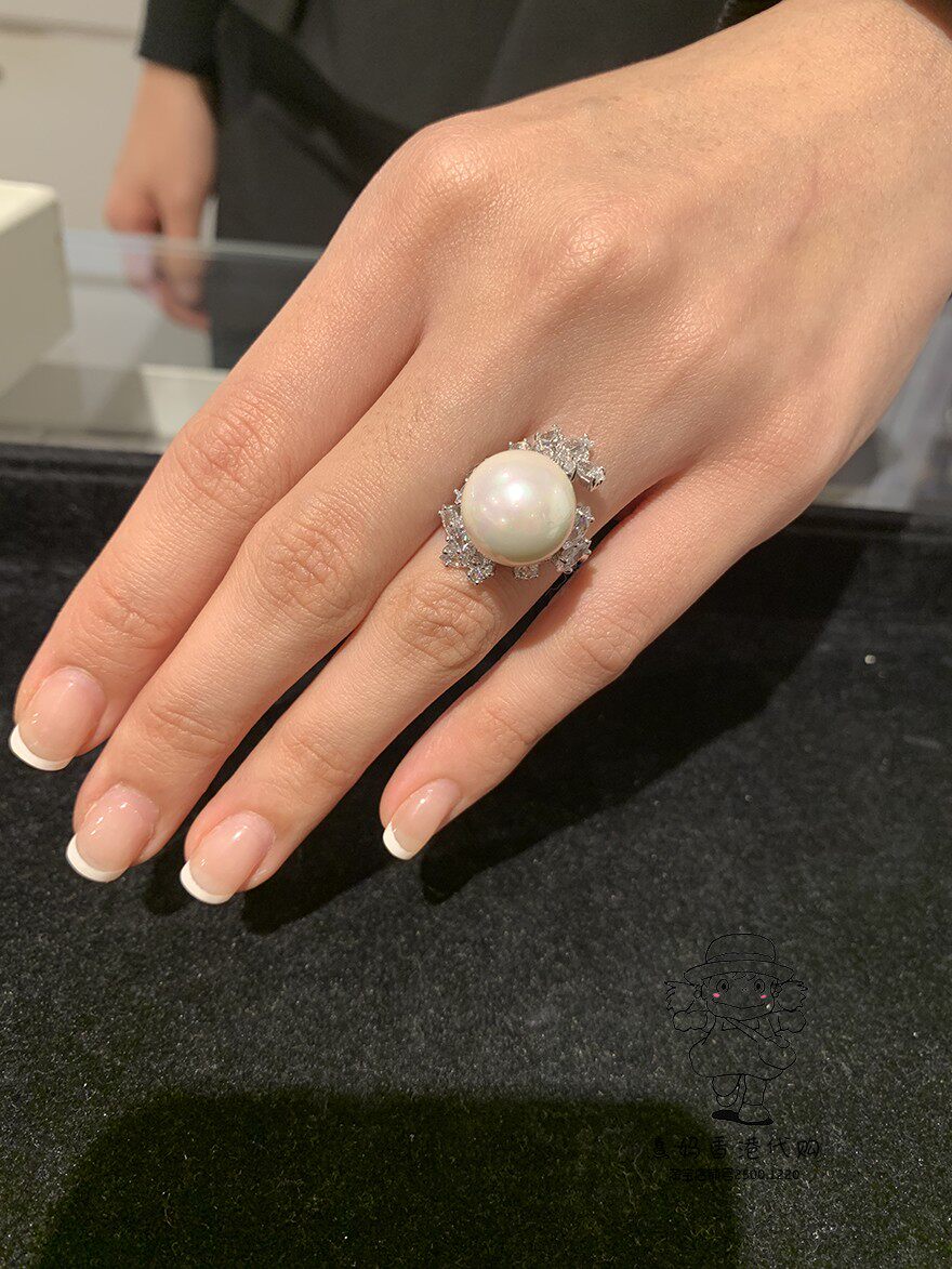 西班牙皇室珠宝arte艾尔蒂人造珍珠晶钻围边花款女生戒指幻彩珠光