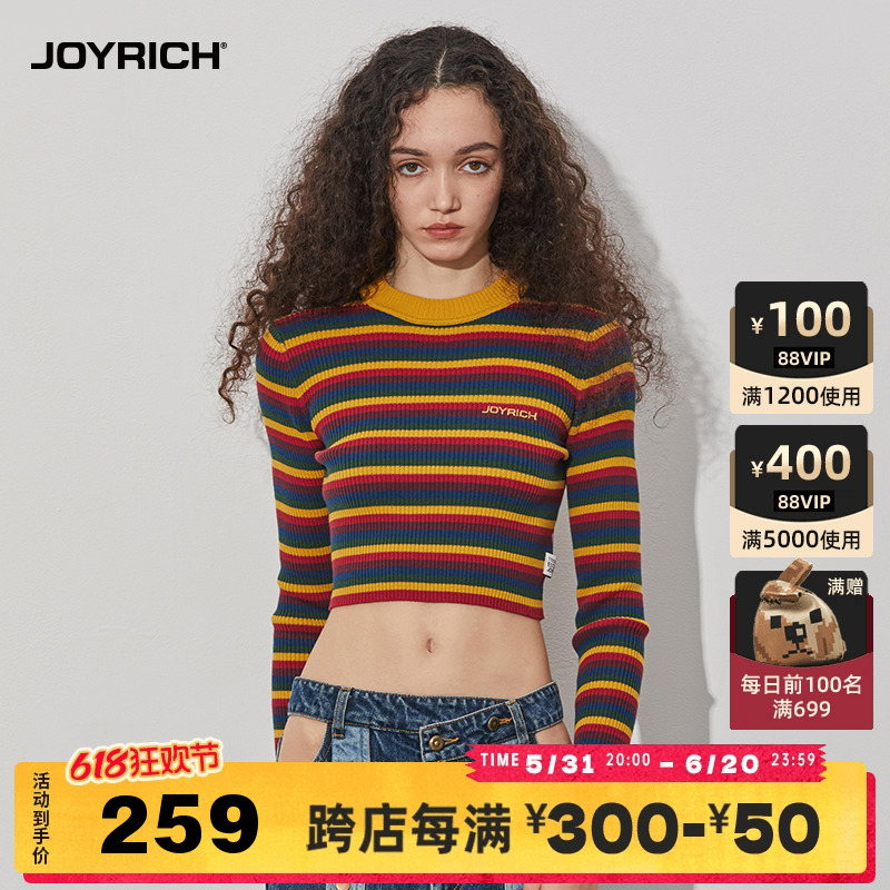 JOYRICH美式复古彩色撞色条纹