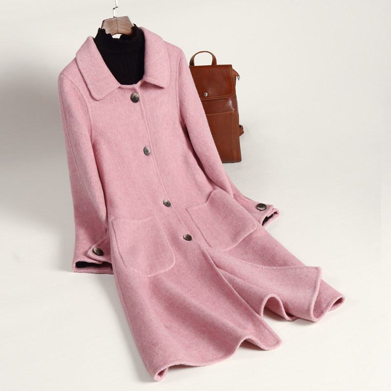 古引双面绒羊毛大衣中长款反季特价2019新款时尚双面呢零羊绒大衣