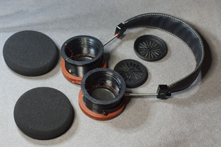 3D打印mmcx金属头梁真皮木桶开放式头戴耳机DIY外壳44mm单元可用