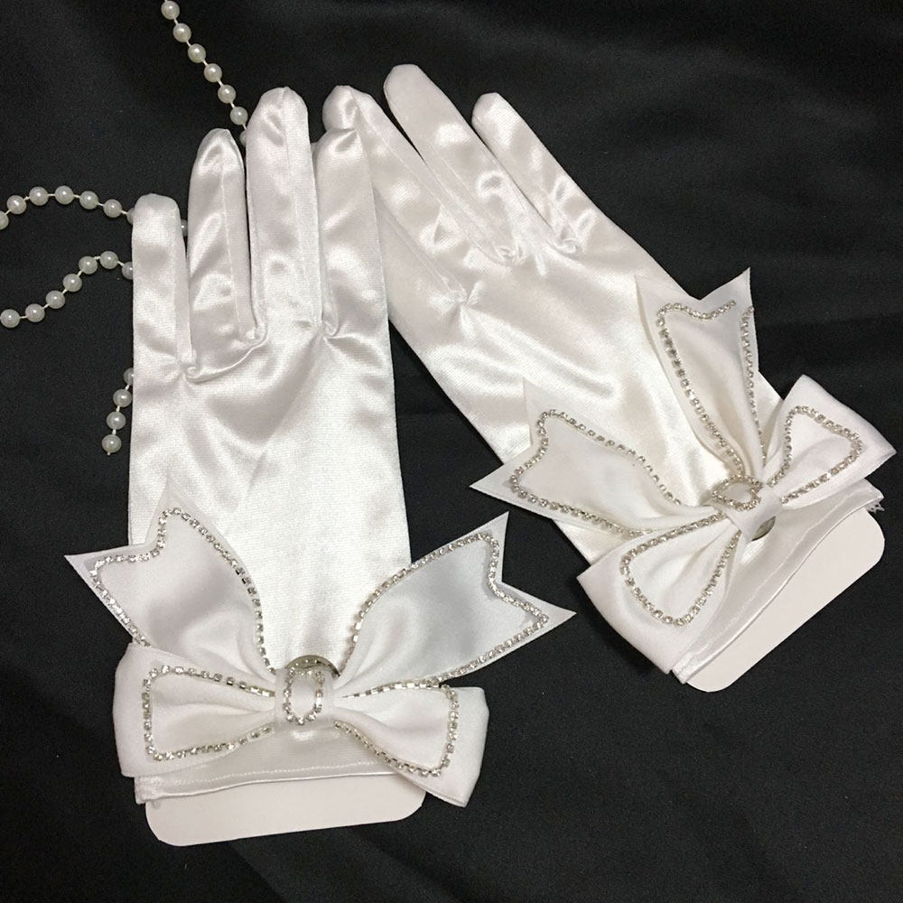 佩赏旗舰店的优惠券大全—婚纱手套缎面蝴蝶结短款有指秋季新款婚纱