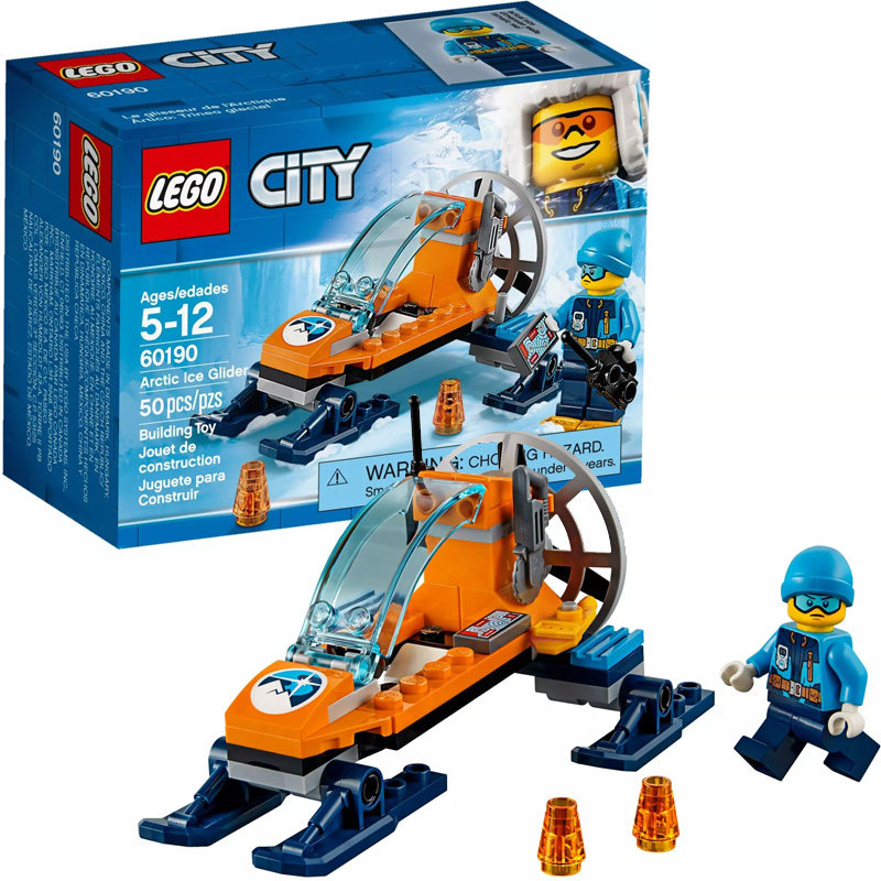 lego乐高积木城市系列北极极地探险冰层滑翔机雪地车60190玩具