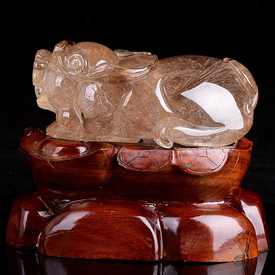 裸重2467.5克发晶大貔貅摆件 饱满 圆润