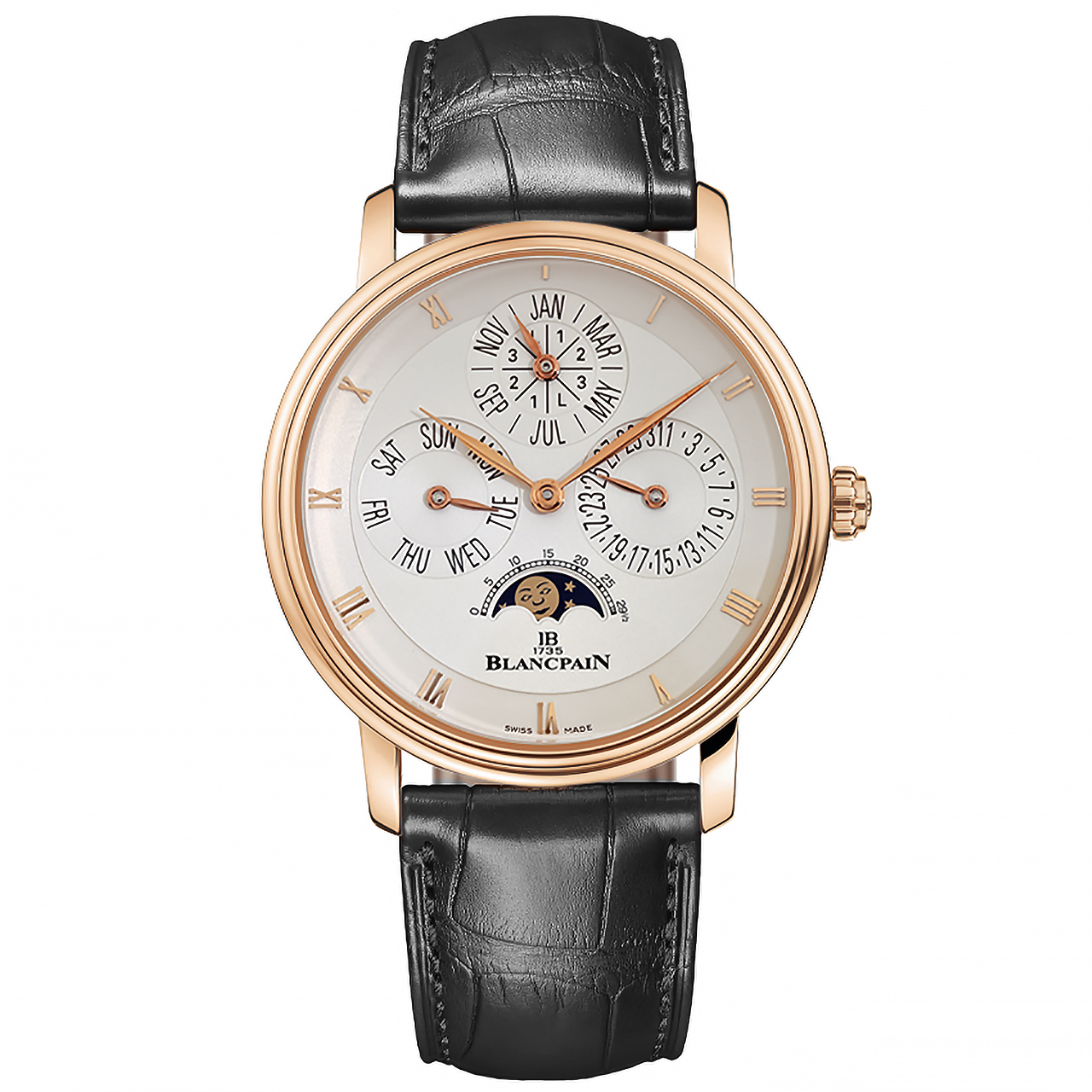 [9.5新]参考公价323500宝珀自动机械男表万年历月相玫瑰金