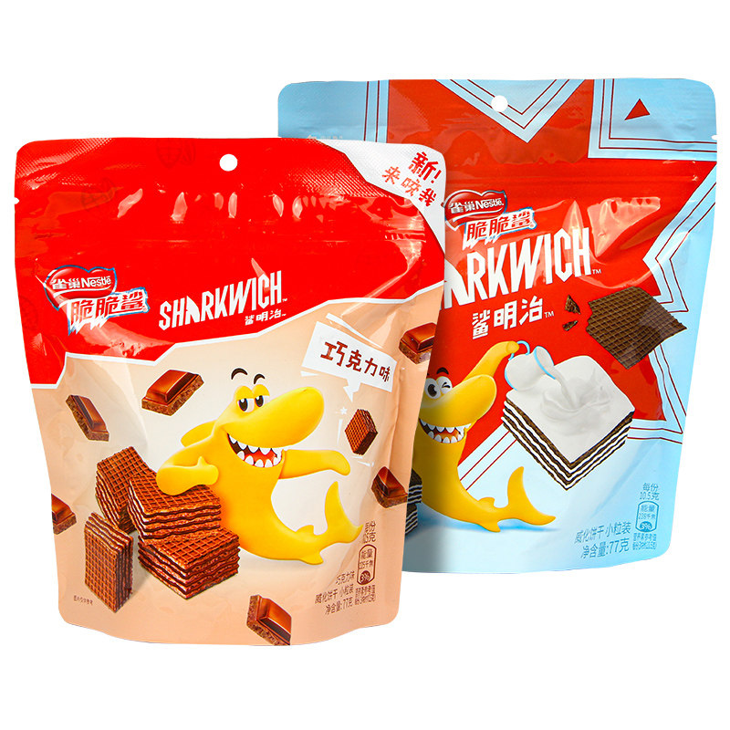 雀巢脆脆鲨鲨明治105g威化饼干牛奶芝士酥脆威化饼干