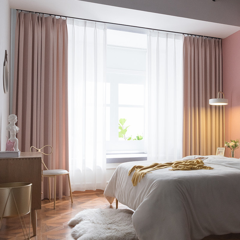 北欧简约现代轻奢遮光卧室少女粉色ins风温馨浪漫窗帘2020年新款
