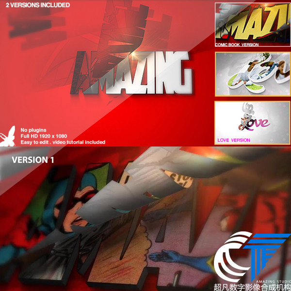 超級英雄標(biāo)志漫畫風(fēng)格翻頁漫威電影LOGO演繹片頭視頻AE模板 超級英雄標(biāo)志漫畫風(fēng)格翻頁漫威電影LOGO演繹片頭視頻AE模板