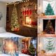 圣诞节背景布ins家庭房间床头装饰挂布挂毯圣诞树圣诞壁炉桌布画