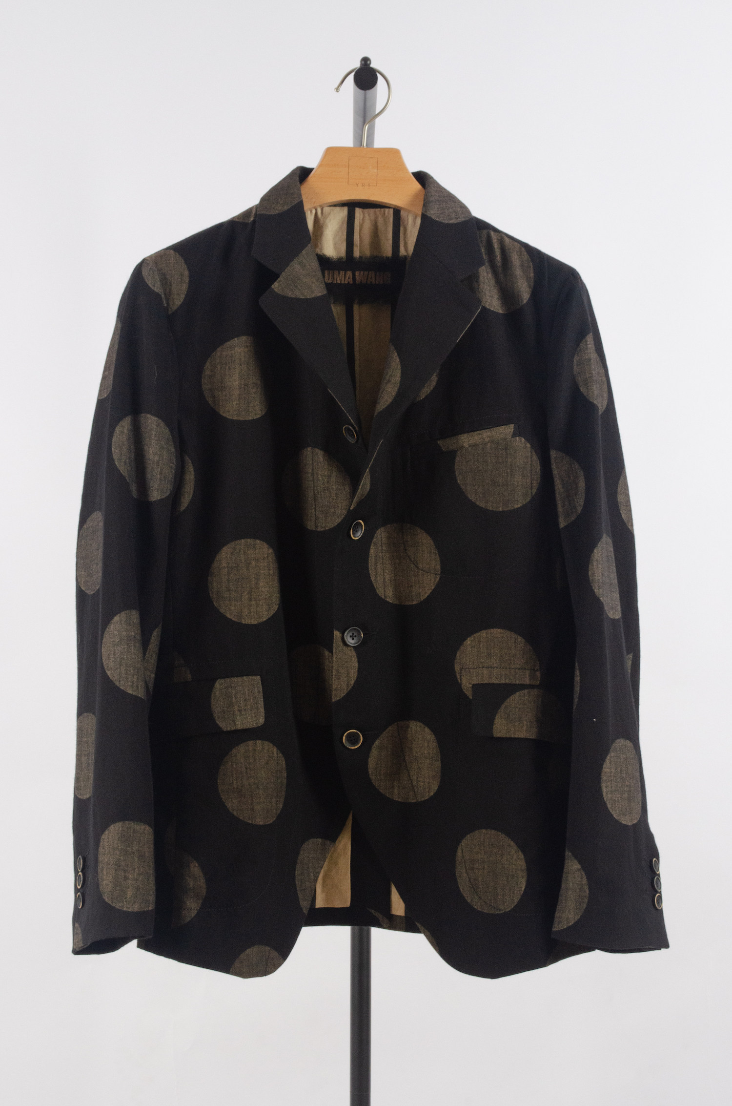 umawang 21秋冬 波点休闲西装外套 圆点印花男士单排扣西服外套