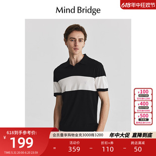 MindBridge男Polo衫夏商务休闲拼接短袖T恤2024新款简约撞色上衣