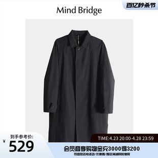 MindBridge春季中长款翻领风衣男士日系简约外套2024新款休闲夹克