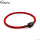 新款3mm手工编织米兰绳可穿3D硬金转运珠配饰红色手绳男女款手链
