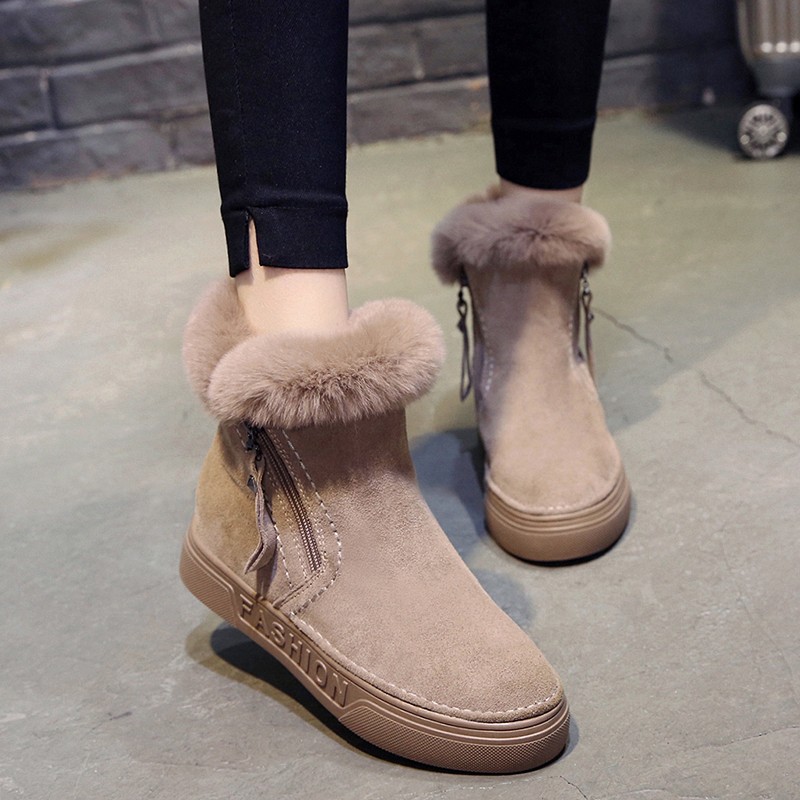 翻毛皮短靴女加绒加厚棉鞋女保暖百搭已售010元优惠券新品天猫￥358券