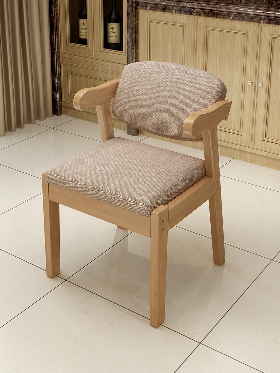 现代麻将机的专用凳子小椅子大人靠背坐简约实木家用餐椅木质透明