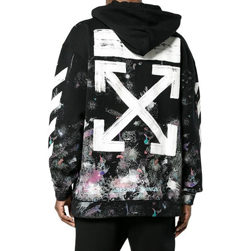 丝叔潮社offwhitecovirgilabloh星空烟花烟火男女帽衫卫衣