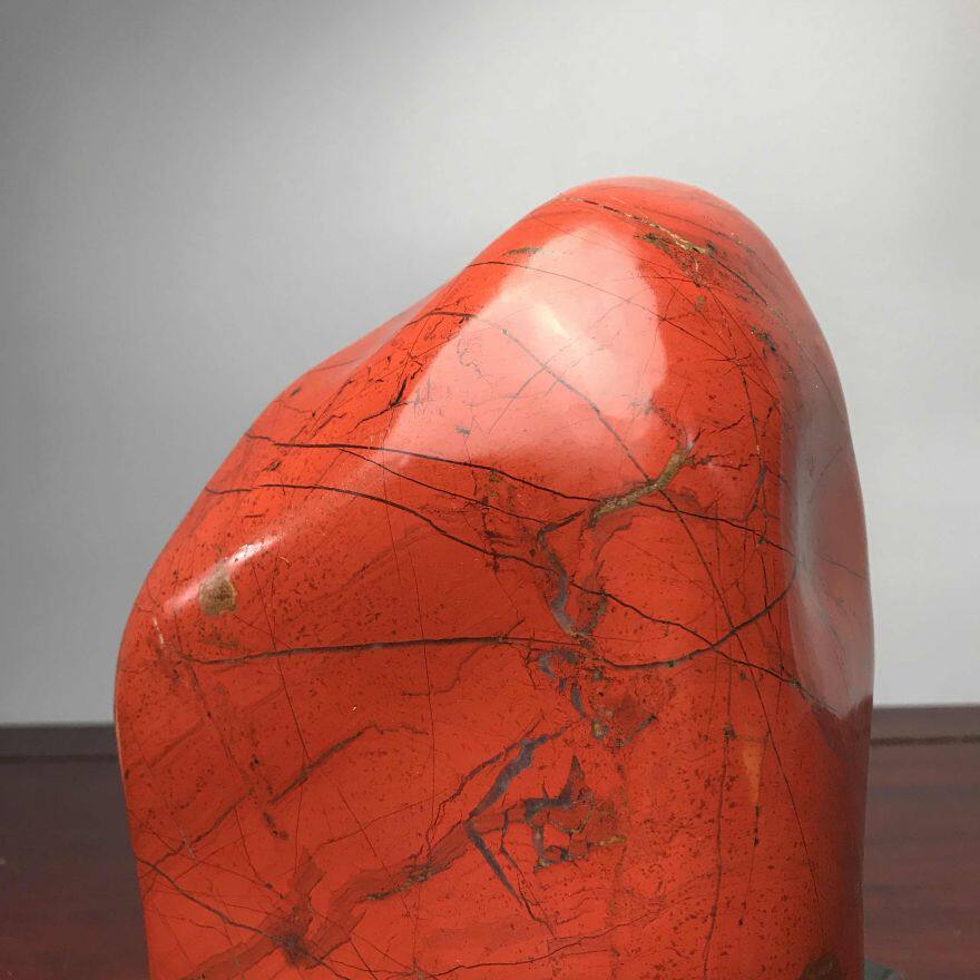 【即拍即得】鸡血石红碧玉文房案头摆件观赏奇石传统古典造型石