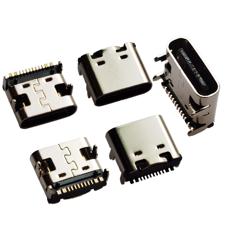 USB-3.1插座16Ptype-c母座贴片高清传输接口母头直插整盘 铁/不锈