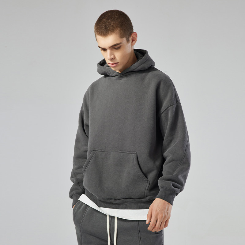 chinism daily blank ch水洗连帽卫衣男美式休闲纯色简约套头上衣