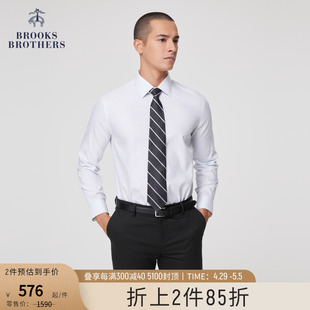 Brooks Brothers/布克兄弟男士修身版绅士宽距领长袖免烫正装衬衫