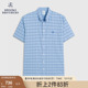 Brooks Brothers/布克兄弟男士美式牛津纺竖条纹短袖免烫休闲衬衫