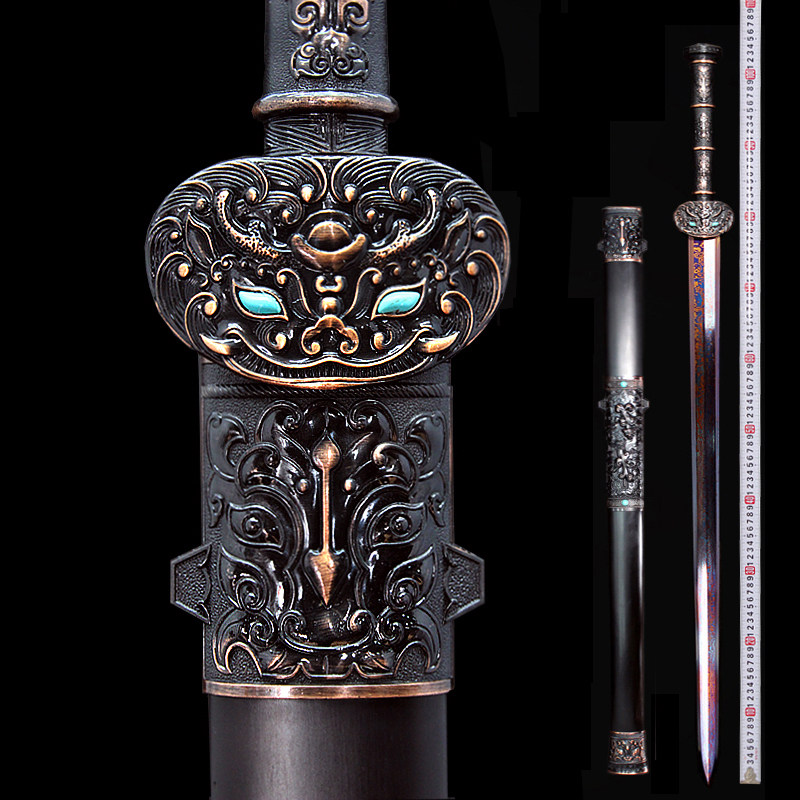 热销风云兵器_风云剑 重剑 花纹钢剑淬蓝八面长汉剑 镇宅宝剑冷兵器