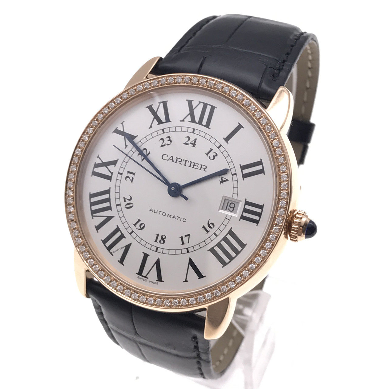 绝当[9.5新]卡地亚ronde solo系列后镶钻自动机械男表