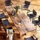 美式乡村复古实木餐桌会议桌洽谈桌欧式原木办公桌家用饭桌椅组合