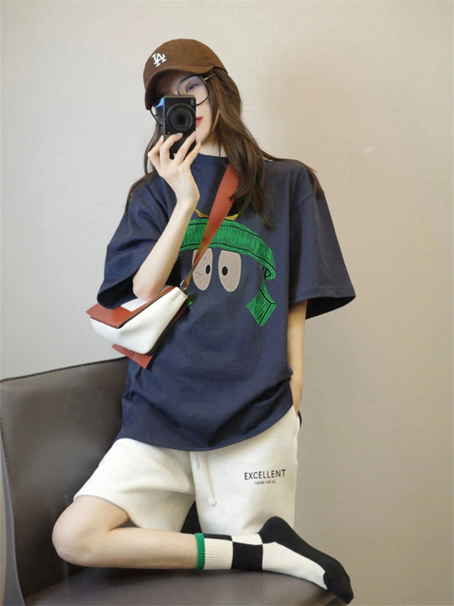 纯棉运动服套装女夏季学生韩版宽松时尚短袖短裤休闲两件套跑步潮