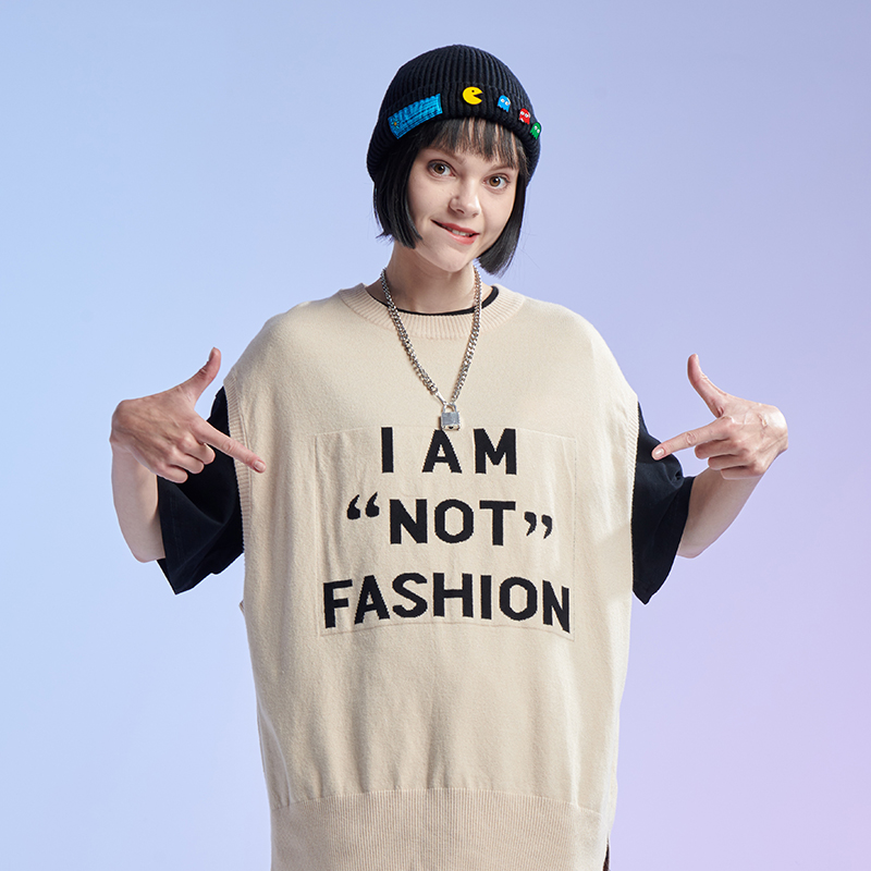 tnqt官方tourniquet潮牌基础提花时尚英文无袖坎肩毛衣马甲男女