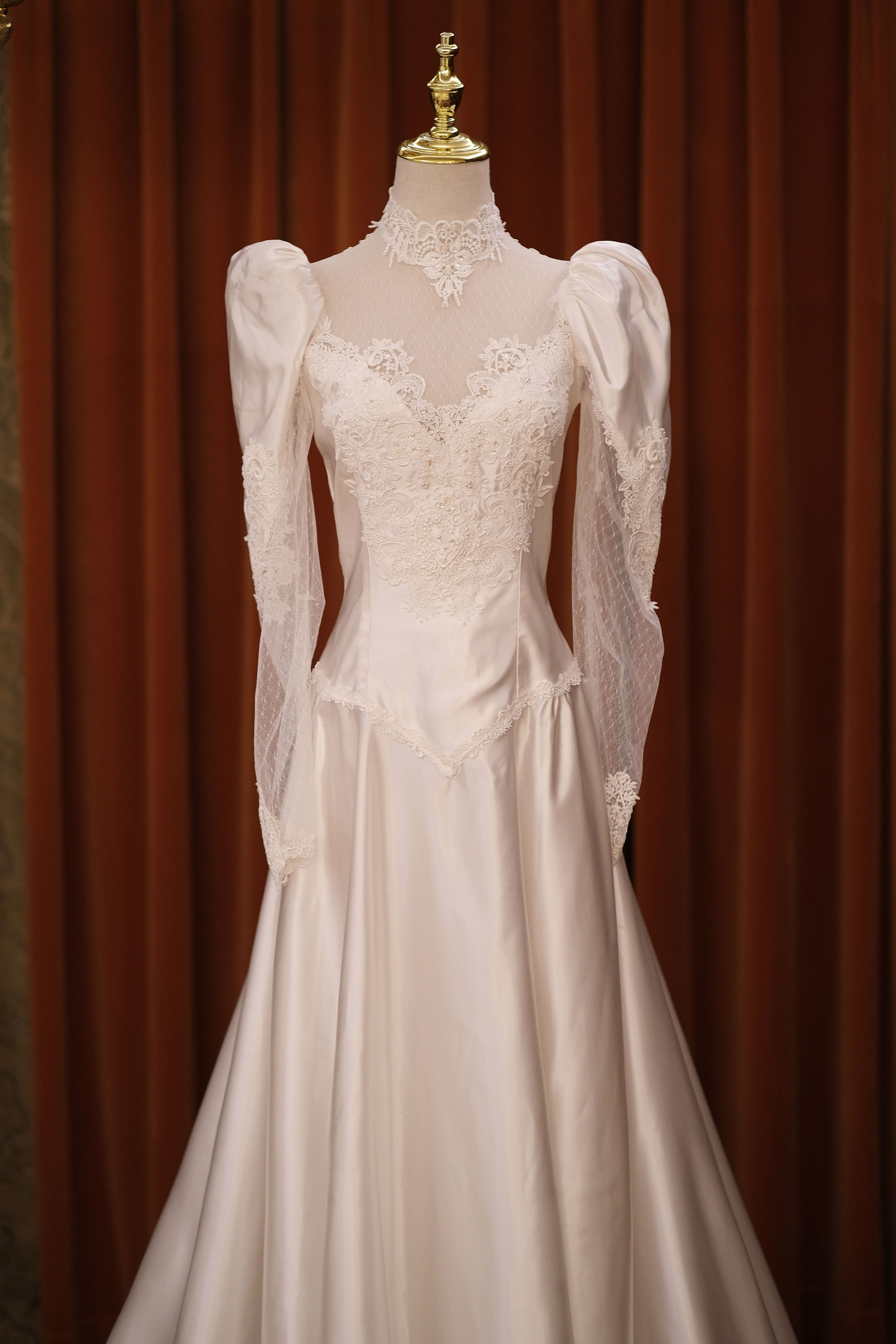 琦怪vintage优雅刺绣蕾丝古典淑女古董婚纱