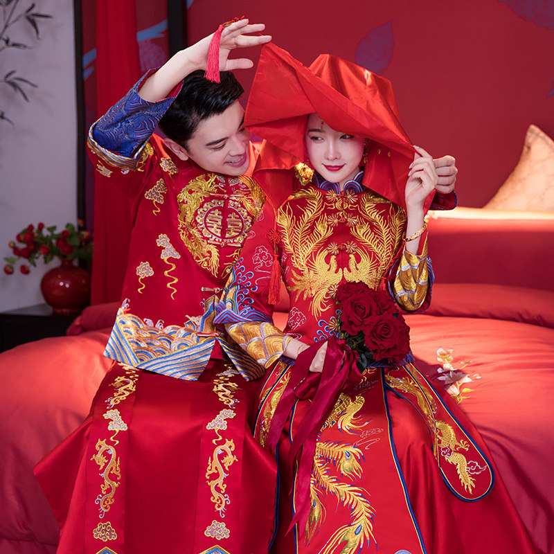 依鸾秀禾服新娘2019新款夏季中式嫁衣结婚礼服敬酒服龙凤褂情侣服