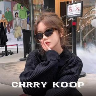 韩版【顶奢】Chrry Koop方形橄榄绿色猫眼墨镜女潮时尚遮阳太阳镜