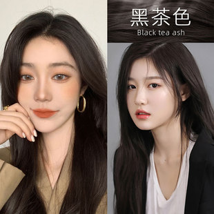 纯黑茶色染发膏女植物轻松染抖音泡泡沫染发剂2022流行色网红同款