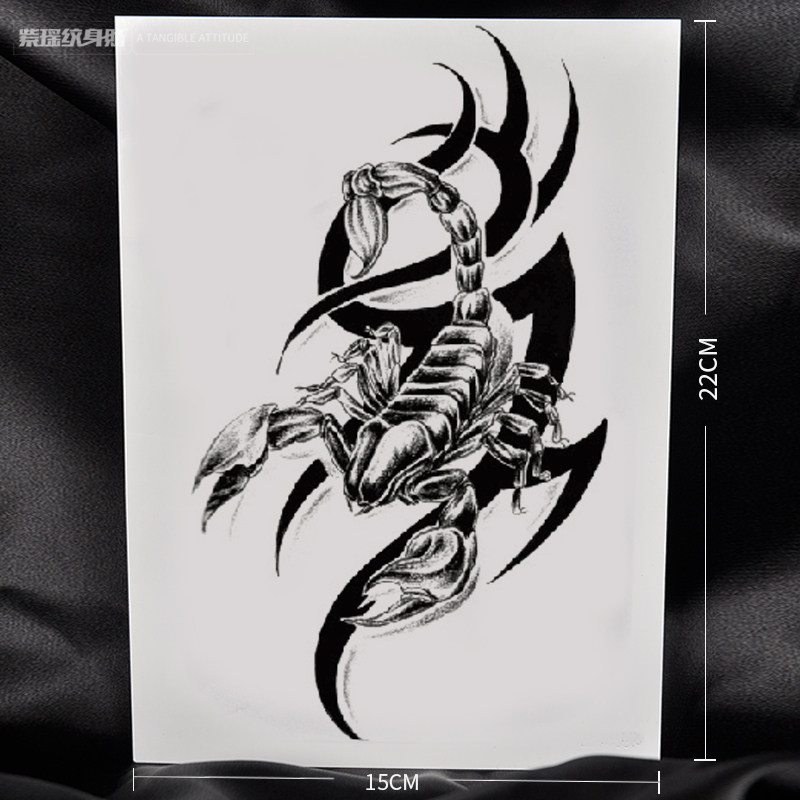 特价纹身贴男 图腾 黑白_纹身贴防水男蝎子持久仿真胸前臂膀黑白刺青