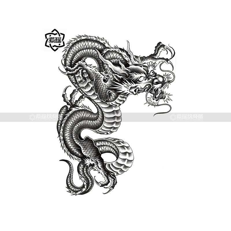 纹身贴龙头防水仿真霸气持久披肩龙刺青过肩龙花臂手臂龙图腾龙鹰