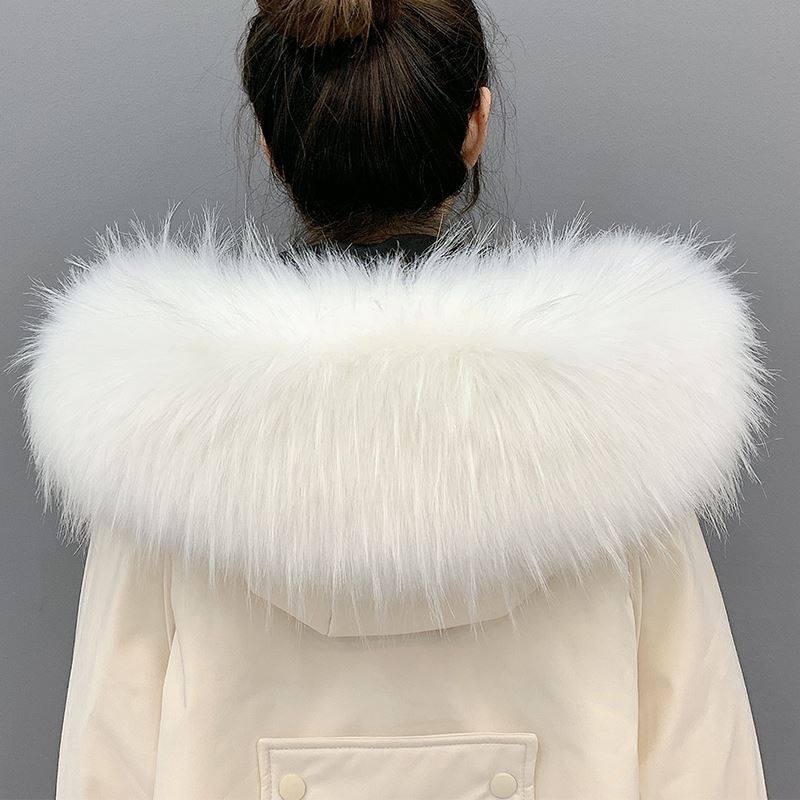 羽绒服帽子上的毛领毛毛领子毛领条仿真百搭单买通用白色毛领单卖