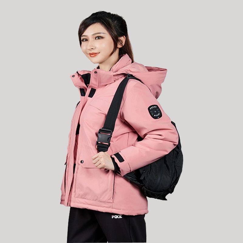 2020冬 pocke波克羽绒服女中长款工装户外套保暖登山服防风冲锋衣