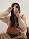 韩国小众定制波士顿保龄球包牛皮时尚休闲棕色单肩斜挎手提女包