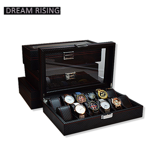 梦冉碳纤维手表盒木质手表收纳盒柜台展示表盒饰品首饰盒桌面摆件