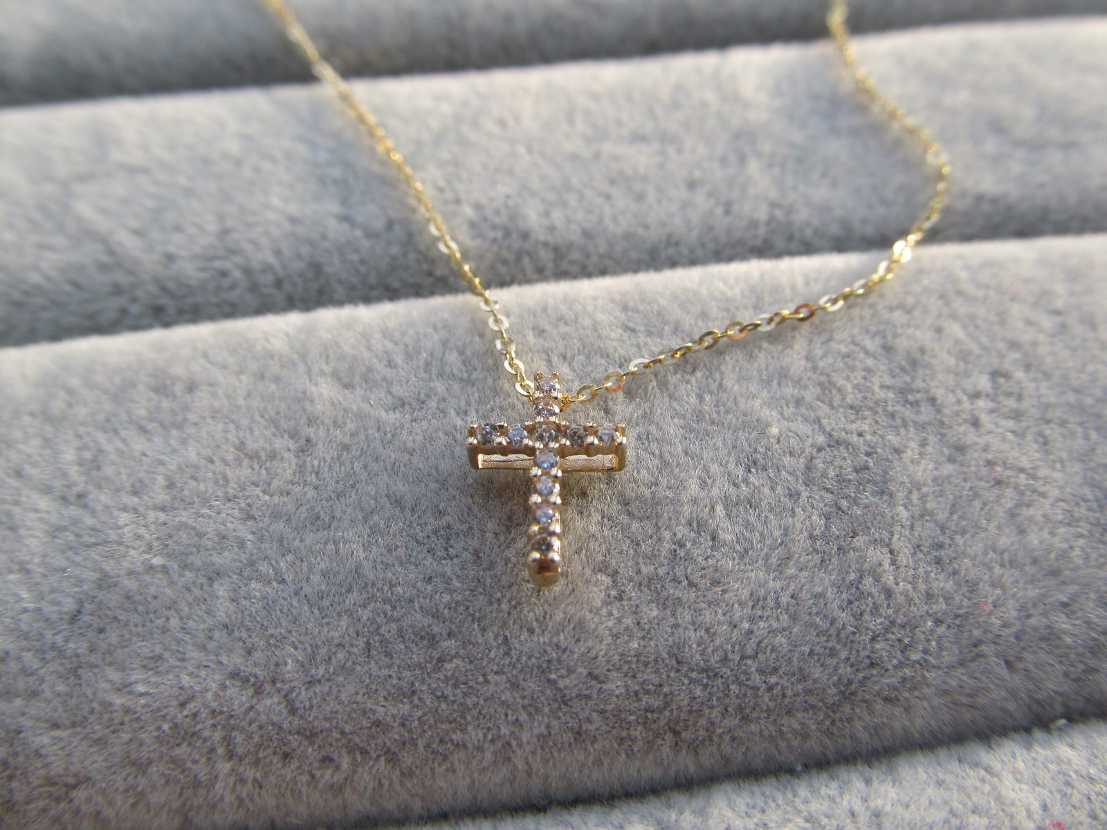 十字架项链纯金_韩版14k纯金满钻双层镂空小十字架项链 纯14k黄金十字