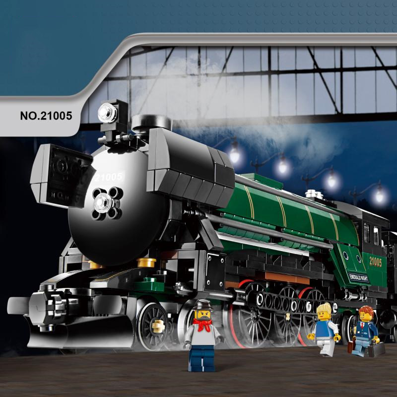 兼容乐高翡翠之夜蒸汽火车头10194儿童益智拼装中国积木玩具21005