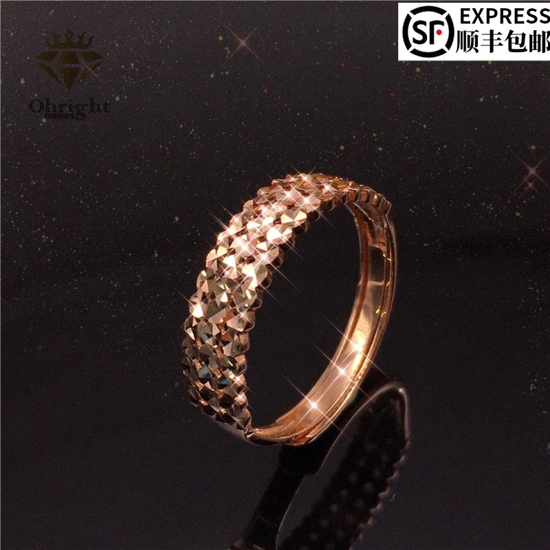 欧莱特珠宝俄罗斯585紫金戒指14k玫瑰彩金单鱼尾侧面镶嵌时尚戒指