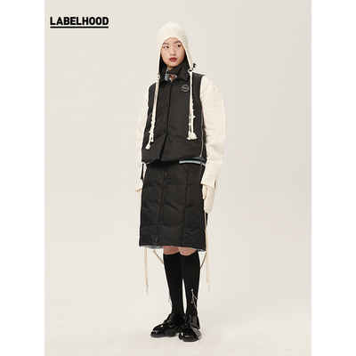 deepmoss设计师品牌2021秋冬新款时尚黑蓝色厚羽绒中裙女半身