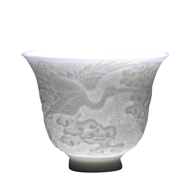 《原矿高白泥浮雕福如东海品茗杯》非遗传承人李祖华作品