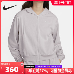 NIKE/耐克短款卫衣女装2024新款运动服针织连帽长袖套头衫外套