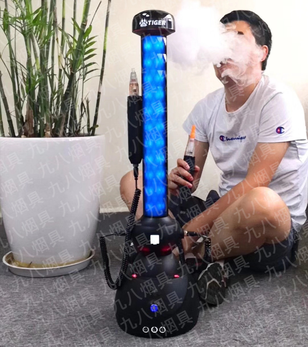 阿拉伯水烟全套酒吧ktvtt带灯烟壶无明火电子大烟雾蒸汽机